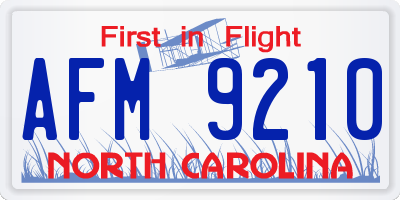 NC license plate AFM9210