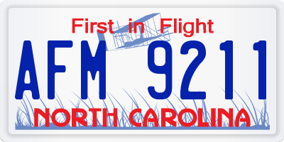 NC license plate AFM9211