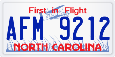 NC license plate AFM9212