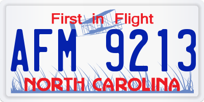 NC license plate AFM9213