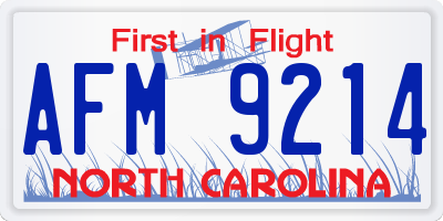 NC license plate AFM9214