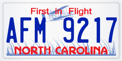 NC license plate AFM9217