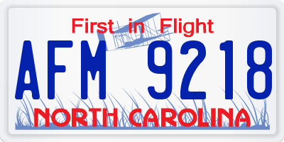 NC license plate AFM9218