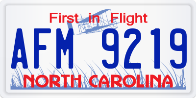 NC license plate AFM9219