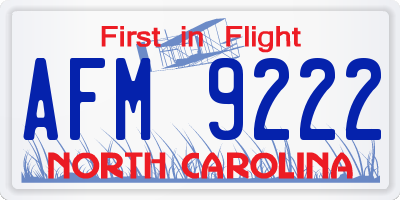 NC license plate AFM9222