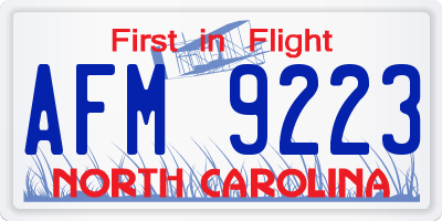 NC license plate AFM9223