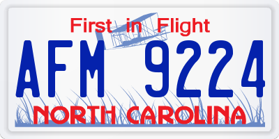 NC license plate AFM9224