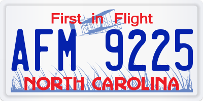 NC license plate AFM9225