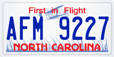 NC license plate AFM9227