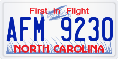 NC license plate AFM9230
