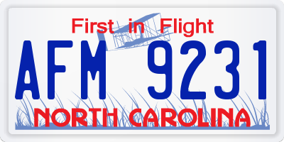 NC license plate AFM9231