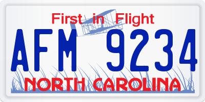 NC license plate AFM9234