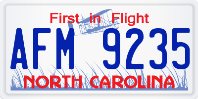 NC license plate AFM9235