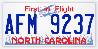 NC license plate AFM9237