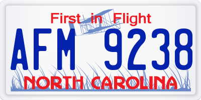 NC license plate AFM9238
