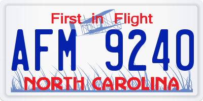 NC license plate AFM9240