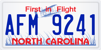 NC license plate AFM9241
