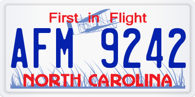 NC license plate AFM9242
