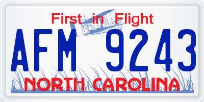 NC license plate AFM9243