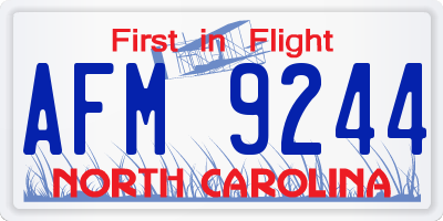 NC license plate AFM9244