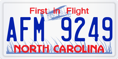 NC license plate AFM9249