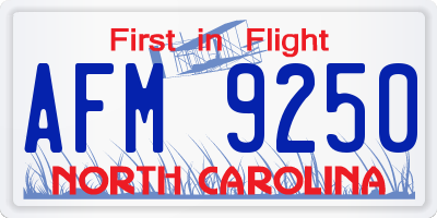 NC license plate AFM9250
