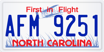NC license plate AFM9251