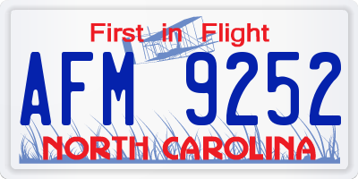 NC license plate AFM9252