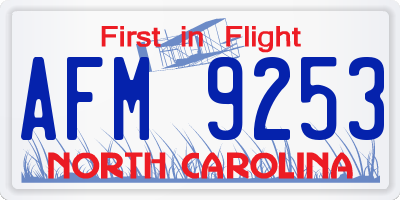 NC license plate AFM9253