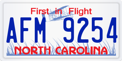 NC license plate AFM9254