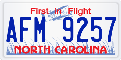 NC license plate AFM9257