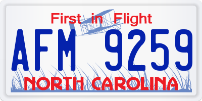 NC license plate AFM9259