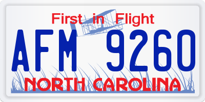 NC license plate AFM9260