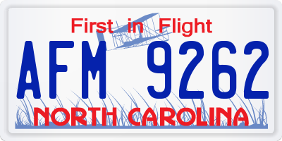 NC license plate AFM9262