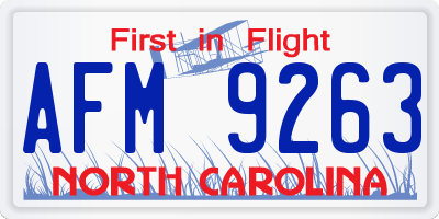 NC license plate AFM9263