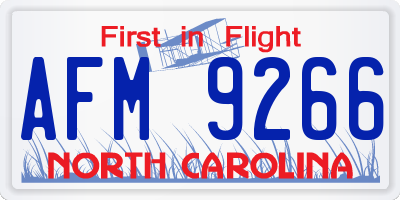 NC license plate AFM9266