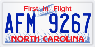 NC license plate AFM9267