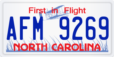 NC license plate AFM9269