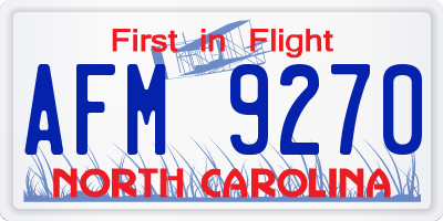 NC license plate AFM9270
