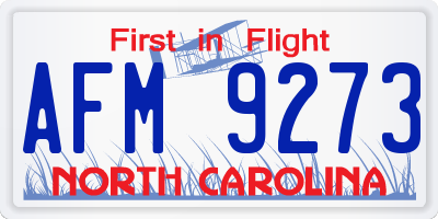 NC license plate AFM9273