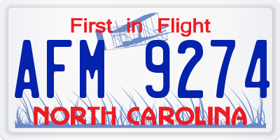 NC license plate AFM9274