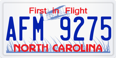 NC license plate AFM9275