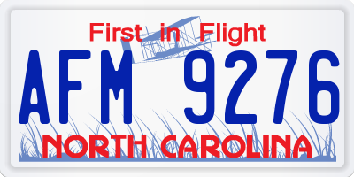NC license plate AFM9276