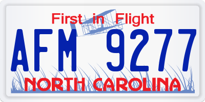 NC license plate AFM9277