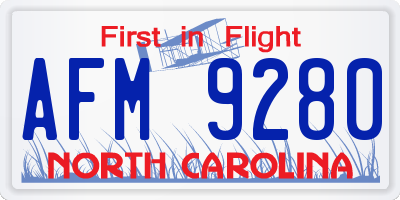 NC license plate AFM9280