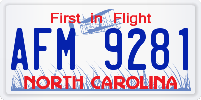 NC license plate AFM9281
