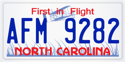NC license plate AFM9282