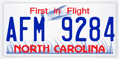 NC license plate AFM9284