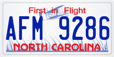 NC license plate AFM9286