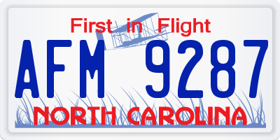 NC license plate AFM9287